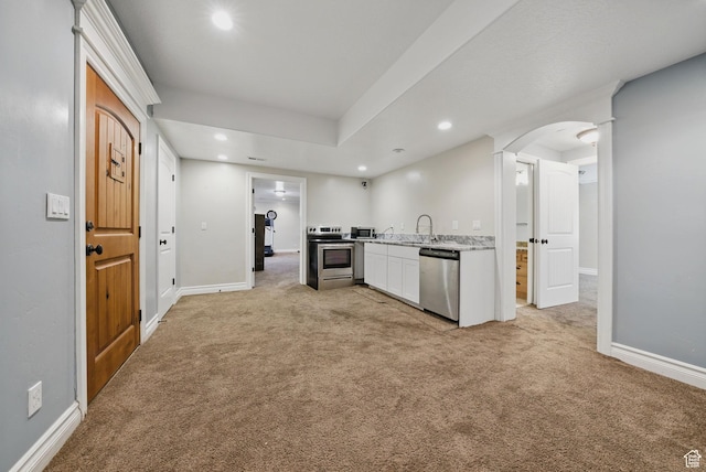 62 W 225 N, Lindon, UT 84042 - kitchen featuring stainless steel appliances, light carpet, a sink, recessed lighting, and light countertops