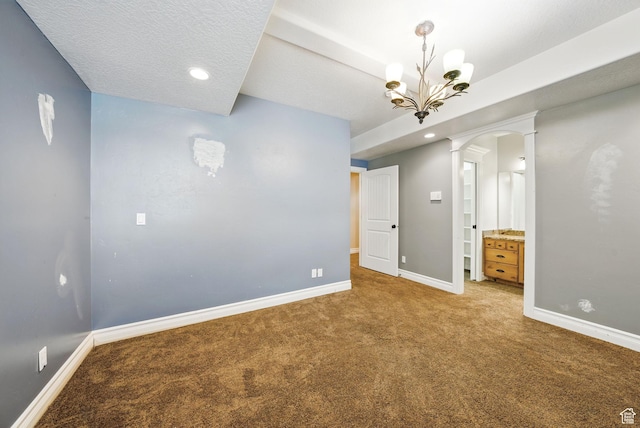 62 W 225 N, Lindon, UT 84042 - spare room with ornate columns, carpet floors, baseboards, a chandelier, and recessed lighting