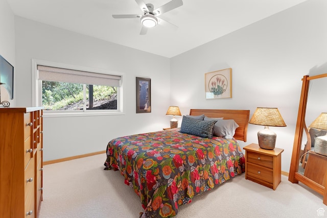 7340 Buckboard Dr N, Park City, UT 84098 - bedroom with light colored carpet, baseboards, and a ceiling fan