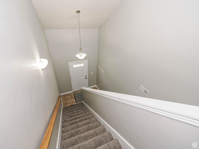 385 E 570 S, American Fork, UT 84003 - stairs featuring baseboards, high vaulted ceiling, and carpet floors