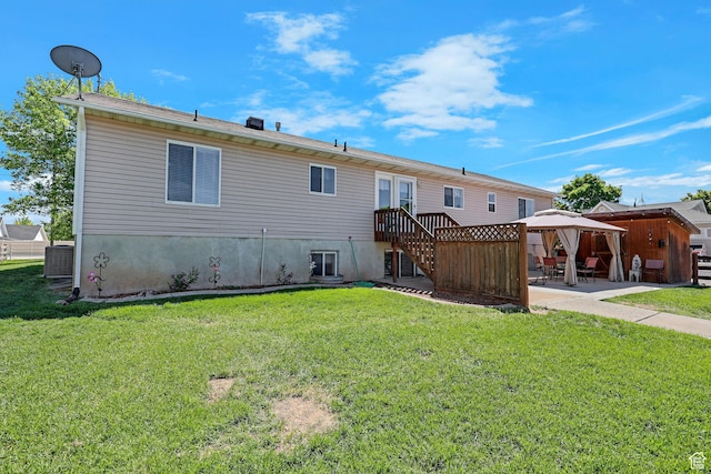 3966 W 2200 N, Plain City, UT 84404 - back of house featuring a gazebo, a patio area, a yard, and central air condition unit