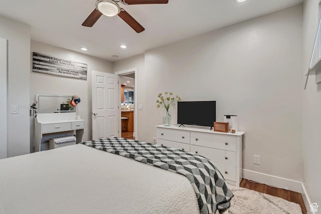 2867 S Cyprus Ln, Magna, UT 84044 - bedroom featuring wood finished floors, baseboards, recessed lighting, and a ceiling fan