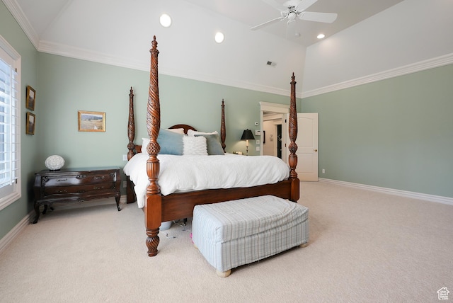 2051 E Normandywoods Ct, Holladay, UT 84117 - bedroom with carpet, vaulted ceiling, multiple windows, baseboards, and recessed lighting