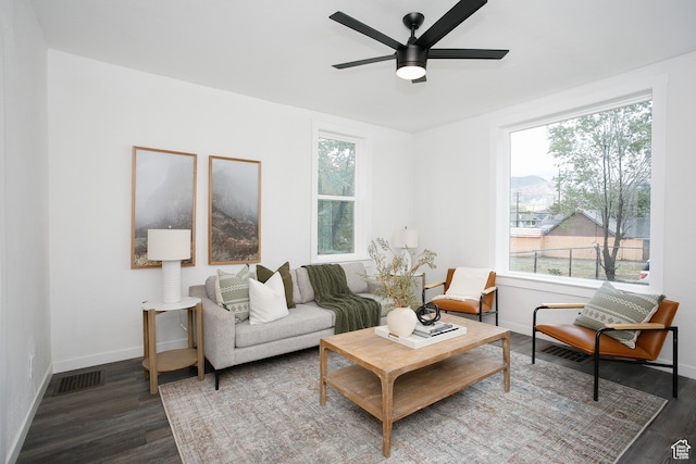 2213 Ogden Ave, Ogden, UT 84401 - living area with wood finished floors, plenty of natural light, ceiling fan, and baseboards