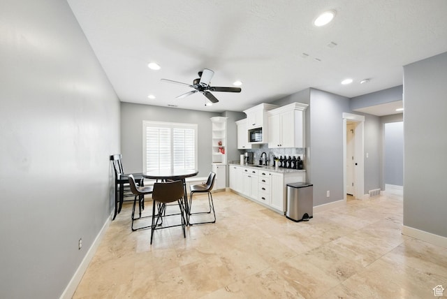 10416 S Vermillion Dr W, South Jordan, UT 84009 - dining area featuring a ceiling fan, baseboards, and recessed lighting