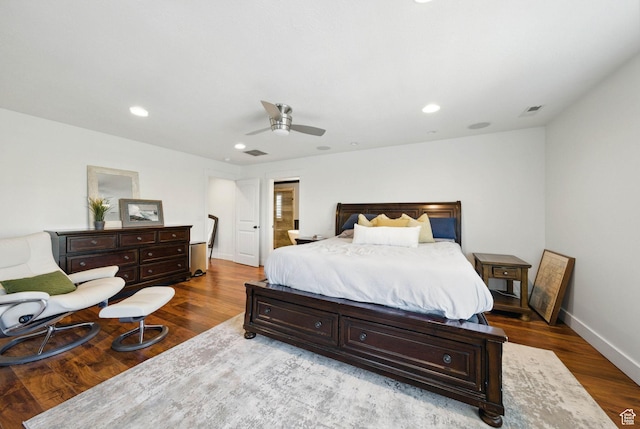 10416 S Vermillion Dr W, South Jordan, UT 84009 - bedroom featuring wood finished floors, ceiling fan, baseboards, and recessed lighting