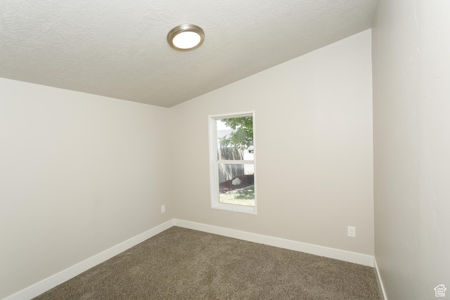 1623 W Claybourne Ave S, West Valley City, UT 84119 - spare room with dark colored carpet, lofted ceiling, baseboards, and a textured ceiling