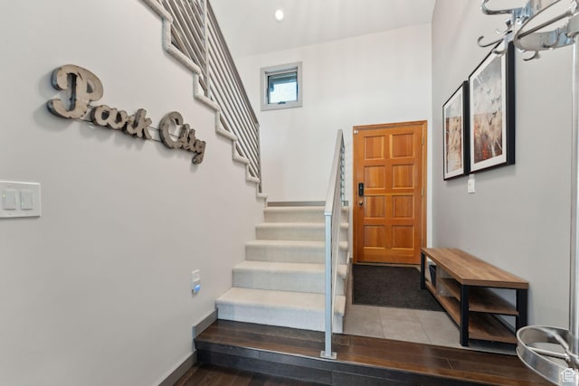 2464 Deer Lake Dr, Park City, UT 84060 - entryway featuring stairway and wood finished floors