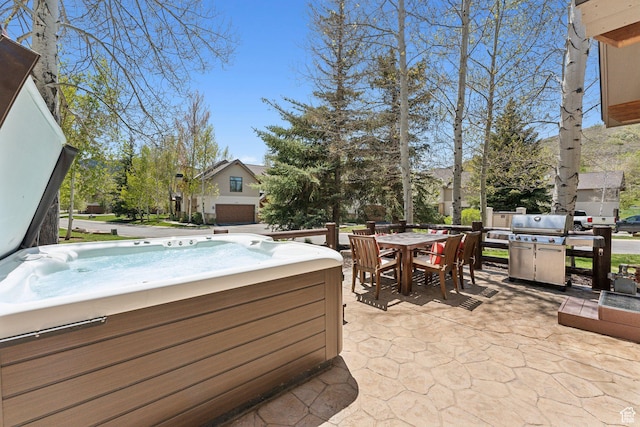 2464 Deer Lake Dr, Park City, UT 84060 - view of patio / terrace featuring a hot tub and outdoor dining space