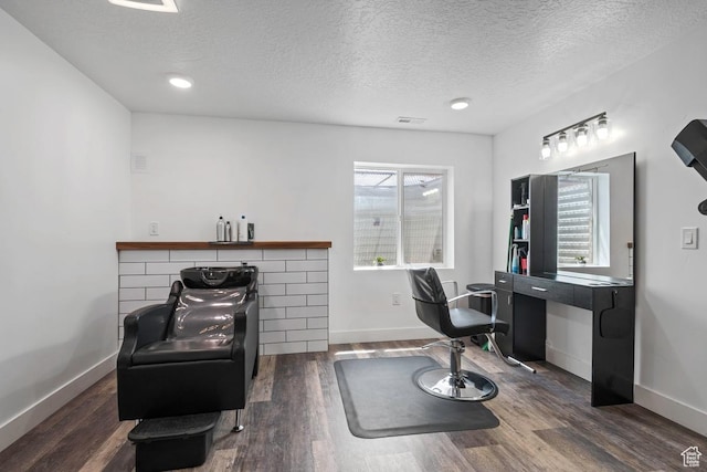 2076 E Granite Ln N Unit 145, Eagle Mountain, UT 84005 - office area featuring wood finished floors, a textured ceiling, baseboards, and recessed lighting