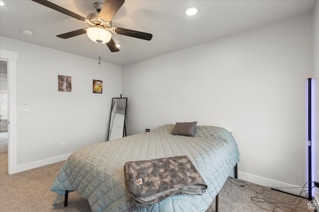 464 S Trejo Ridge Rd, Grantsville, UT 84029 - carpeted bedroom featuring baseboards, recessed lighting, and a ceiling fan