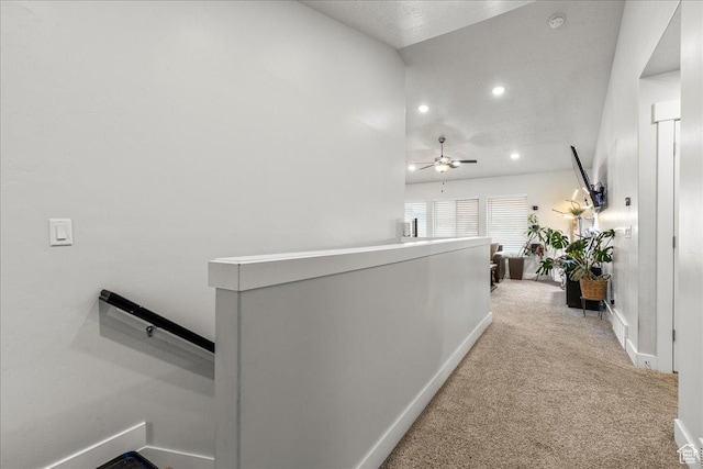 464 S Trejo Ridge Rd, Grantsville, UT 84029 - corridor with an upstairs landing, carpet, recessed lighting, and baseboards