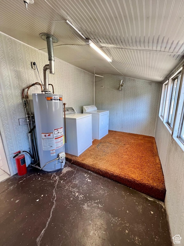 509 E 300 N, Richfield, UT 84701 - below grade area featuring water heater, wallpapered walls, and independent washer and dryer