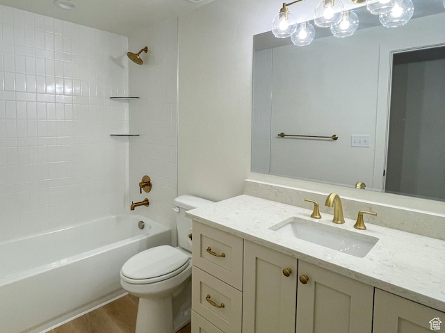 685 S Idaho Ave E, Provo, UT 84606 - full bath featuring vanity, toilet,  shower combination, and wood finished floors