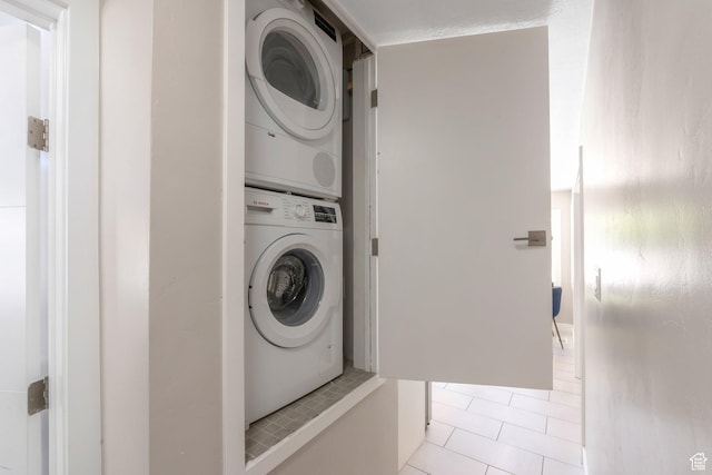 561 N 700 E, Provo, UT 84606 - laundry area with estacked washer and dryer and light tile patterned floors