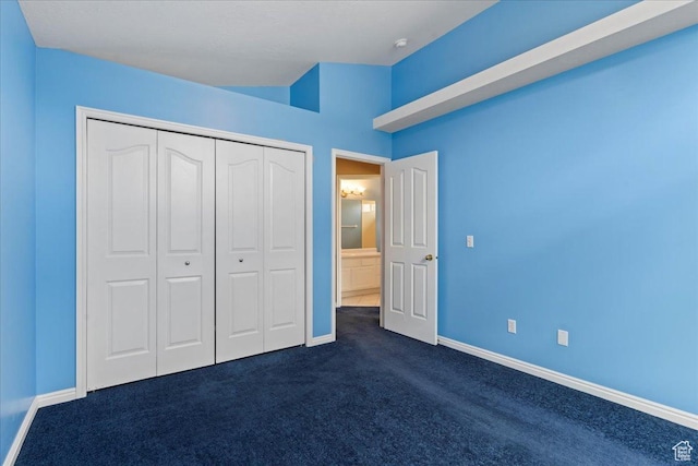 2718 W Southpointe Rd, South Jordan, UT 84095 - unfurnished bedroom with dark colored carpet, baseboards, and a closet