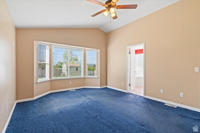 2718 W Southpointe Rd, South Jordan, UT 84095 - carpeted spare room featuring a ceiling fan, lofted ceiling, and baseboards