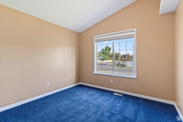 2718 W Southpointe Rd, South Jordan, UT 84095 - empty room with dark colored carpet, baseboards, and lofted ceiling