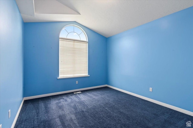 2718 W Southpointe Rd, South Jordan, UT 84095 - unfurnished room with lofted ceiling, dark carpet, and baseboards