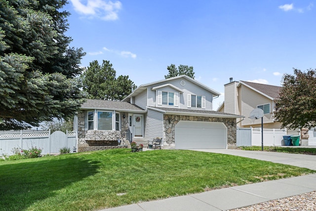 1213 E Earl Way S, Sandy, UT 84094 - tri-level home with stone siding, a garage, and driveway