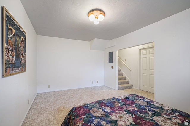 1213 E Earl Way S, Sandy, UT 84094 - bedroom featuring carpet flooring, a textured ceiling, electric panel, and baseboards