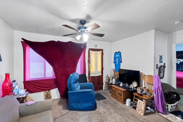 4151 S 3200 W, West Valley City, UT 84119 - living room featuring carpet floors and a ceiling fan