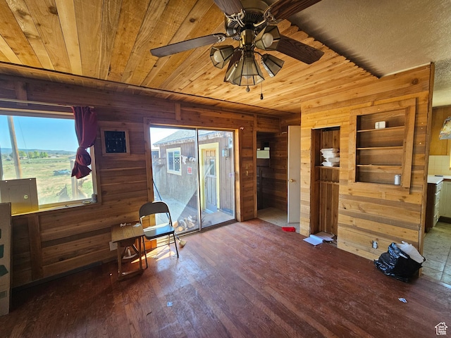 44600 W Hwy 40, Fruitland, UT 84027 - sitting room with wooden walls, wood finished floors, a ceiling fan, and wooden ceiling
