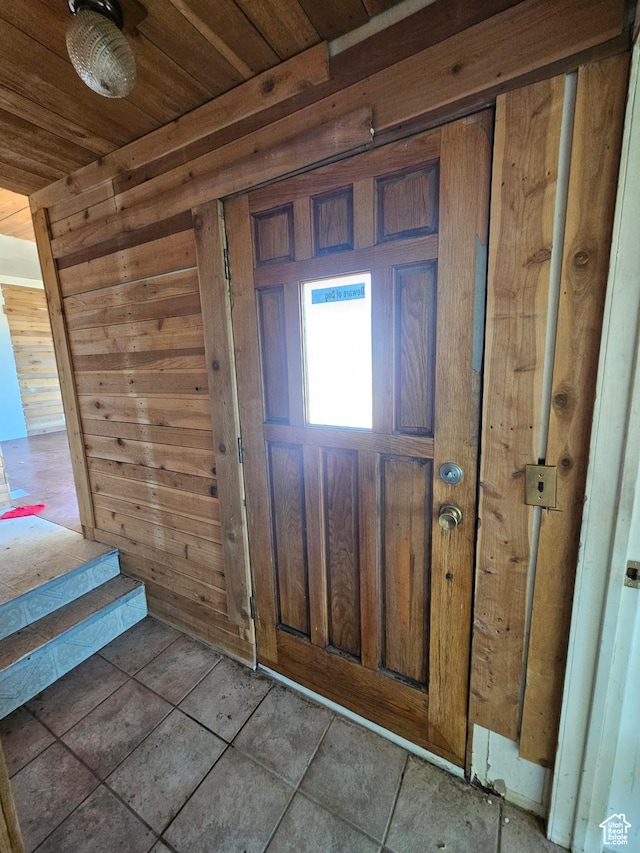 44600 W Hwy 40, Fruitland, UT 84027 - tiled foyer entrance featuring wooden walls and wooden ceiling
