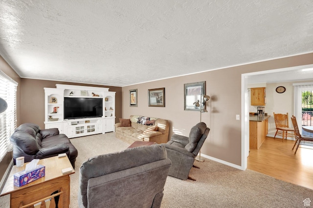 2848 N 2200 W, Salt Lake City, UT 84116 - living area featuring a textured ceiling, light carpet, and baseboards