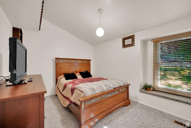 2848 N 2200 W, Salt Lake City, UT 84116 - bedroom featuring light colored carpet, lofted ceiling, a textured ceiling, and baseboards
