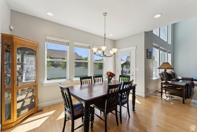 2391 S 330 E, Heber City, UT 84032 - dining area with a chandelier, baseboards, light wood-style floors, and recessed lighting