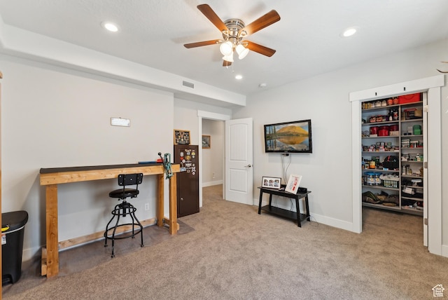 2391 S 330 E, Heber City, UT 84032 - carpeted office space featuring ceiling fan, recessed lighting, and baseboards