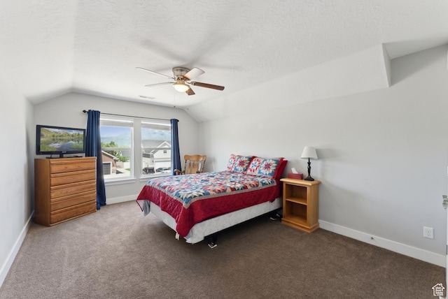 2391 S 330 E, Heber City, UT 84032 - carpeted bedroom with lofted ceiling, a textured ceiling, baseboards, and a ceiling fan