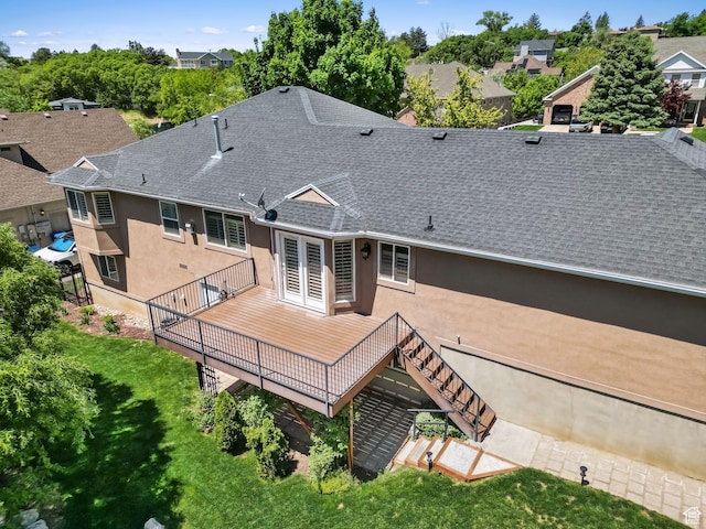 1291 E 5630 S, South Ogden, UT 84403 - back of house featuring a shingled roof, stucco siding, a deck, and stairs