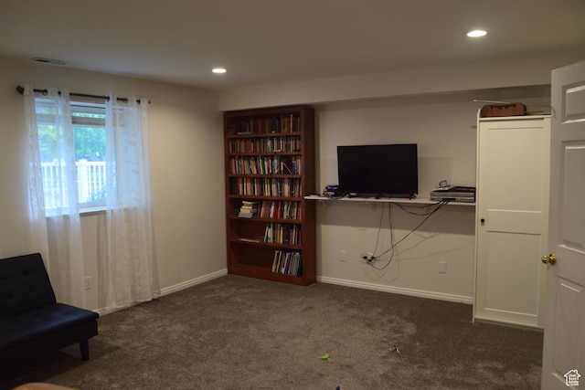 963 W Rainbow Dr, Logan, UT 84321 - sitting room featuring dark colored carpet, recessed lighting, and baseboards
