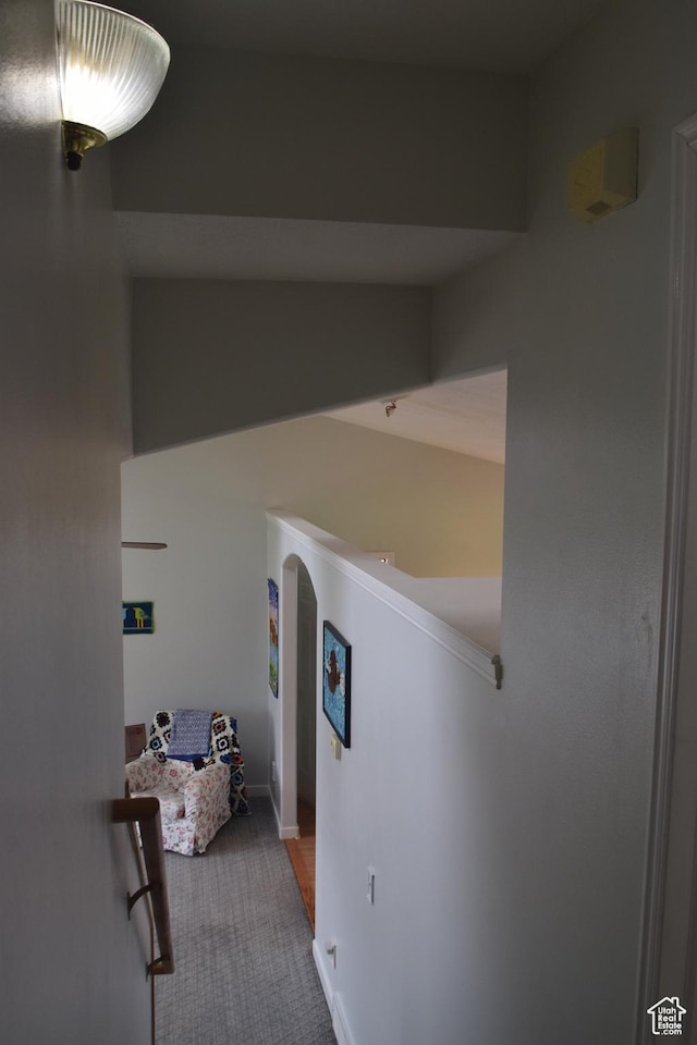 963 W Rainbow Dr, Logan, UT 84321 - hall with carpet floors and arched walkways