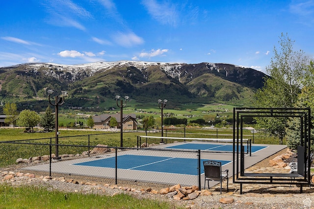 3858 E Eagle Ct, Eden, UT 84310 - view of swimming pool featuring a tennis court and a mountain view