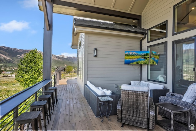 3858 E Eagle Ct, Eden, UT 84310 - wooden terrace with an outdoor living space