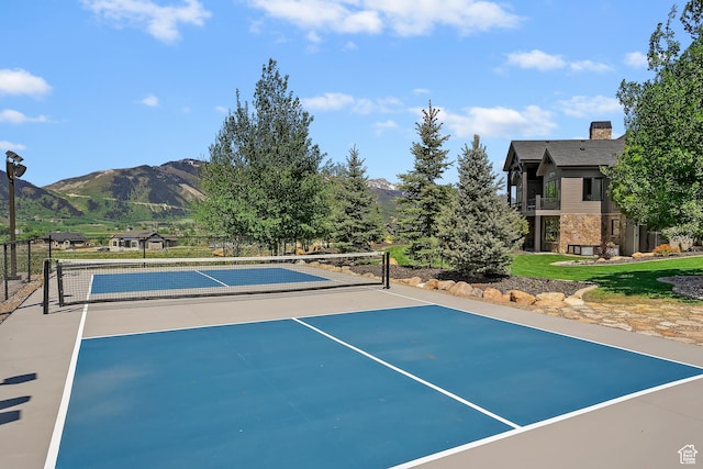 3858 E Eagle Ct, Eden, UT 84310 - view of tennis court with a mountain view