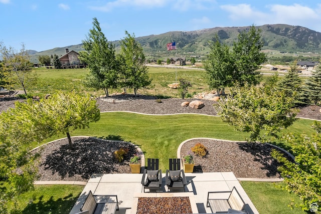 3858 E Eagle Ct, Eden, UT 84310 - view of grassy yard with a mountain view and a patio
