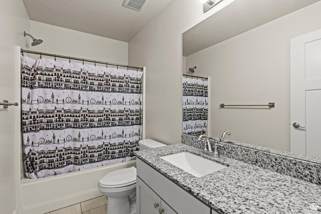 3932 S Sennie Dr W, Magna, UT 84044 - full bathroom with toilet, vanity, shower / bath combo with shower curtain, and tile patterned flooring