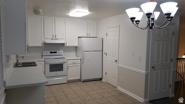 125 W 870 N, Orem, UT 84057 - kitchen featuring white appliances, a sink, under cabinet range hood, and white cabinets