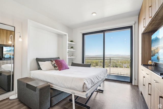 2670 Canyons Resort Dr Unit 319, Park City, UT 84098 - bedroom featuring access to exterior, multiple windows, and dark wood finished floors