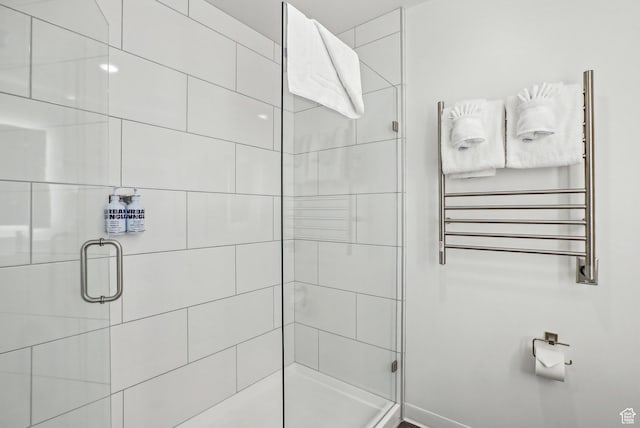 2670 Canyons Resort Dr Unit 319, Park City, UT 84098 - full bath with radiator, a towel warming rack, and a stall shower