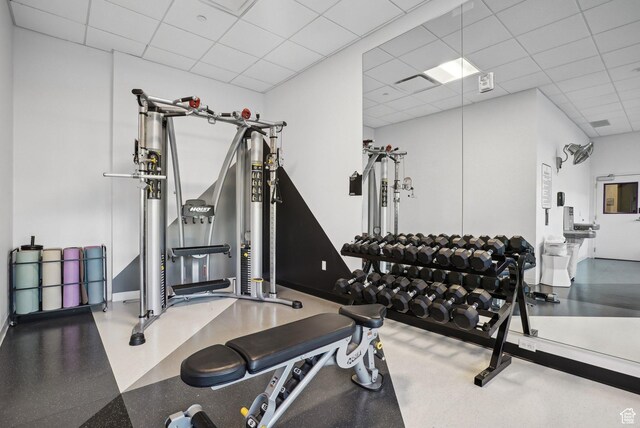 2670 Canyons Resort Dr Unit 319, Park City, UT 84098 - exercise room with a paneled ceiling