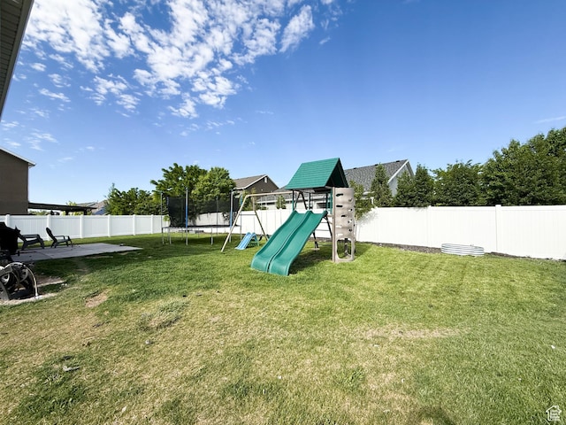 3508 S Creek Side Ln, Syracuse, UT 84075 - view of yard featuring a playground and a trampoline