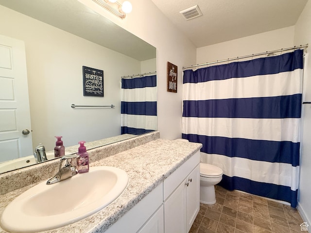 3508 S Creek Side Ln, Syracuse, UT 84075 - bathroom with vanity, toilet, and curtained shower