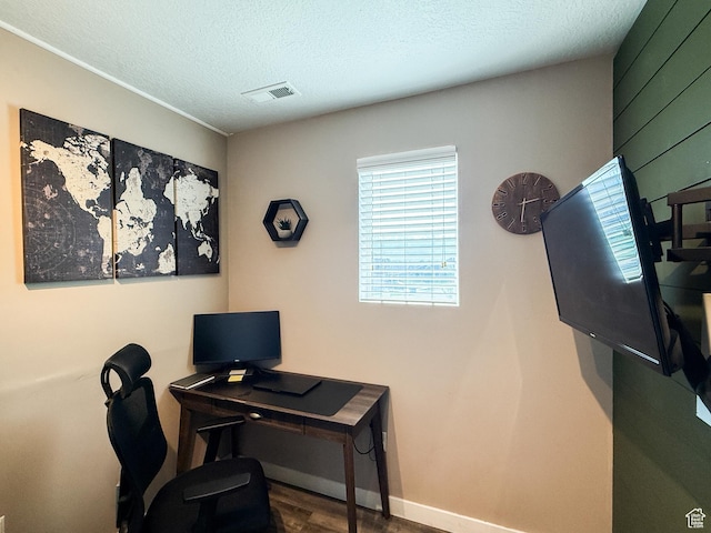 3508 S Creek Side Ln, Syracuse, UT 84075 - office area featuring wood finished floors and a textured ceiling