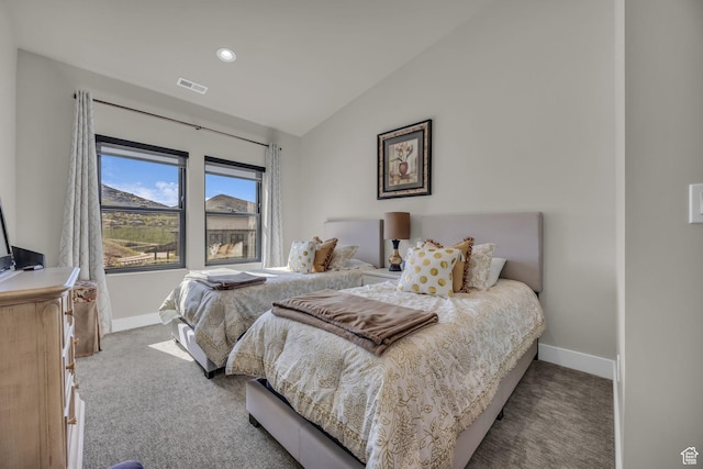 9984 N Rail Loop Unit 29, Heber City, UT 84032 - bedroom with lofted ceiling, baseboards, carpet floors, and recessed lighting