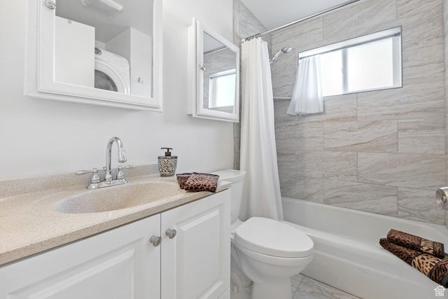 180 W Vine St, Tooele, UT 84074 - full bath featuring washer / clothes dryer, healthy amount of natural light, vanity, and shower / bath combo